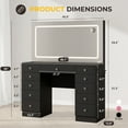 thumbnail image 4 of Black Vanity Desk with Mirror and Lights,11 Drawers Makeup Vanity Desk with Tempered Glass top, Adjustable Brightness with 3 Lighting Modes,Vanity with Magnetic 5X Magnifier for Bedroom, 4 of 6