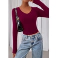 thumbnail image 4 of Remera PRETTYGARDEN 2025 Cuello en V Manga Larga Crop Vino Talle M, 4 of 8