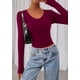 thumbnail image 4 of Remera PRETTYGARDEN Otoño 2025 Crop Top Escote Profundo en V Vino Tinto Talle L, 4 of 8
