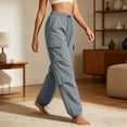 thumbnail image 4 of Noric Women's Plus Size High Waist Cargo Pants Loose Lightweight Casual Drawstring Workout Yoga Athletic Joggers with Pockets, 4 of 6