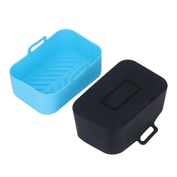 Olla de silicona freidora, 2 piezas repuesto cesta revestimiento reutilizable antiadherente, revestimiento freidoras cocina resistente al calor DZ201 Foodi 8QT, rojo+gris/negro+azul(Negro + azul)