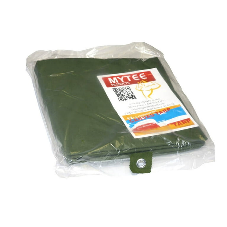 7' x 9' Green 12oz Canvas Tarp with Grommets - Water