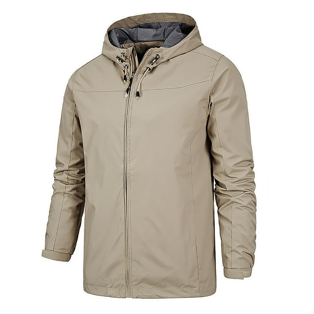 EGNMCR Jackets for Men Men's Four Seasons Jacket Outdoor Mountaineering Solid Color Jacket