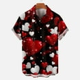thumbnail image 2 of Honeeladyy Hawaiian Shirt for Men Loose Fit Short Sleeve Button Down Tops Valentines Day Heart Print Beach Shirts Valentines Day Gifts for Boyfriend Red L, 2 of 6