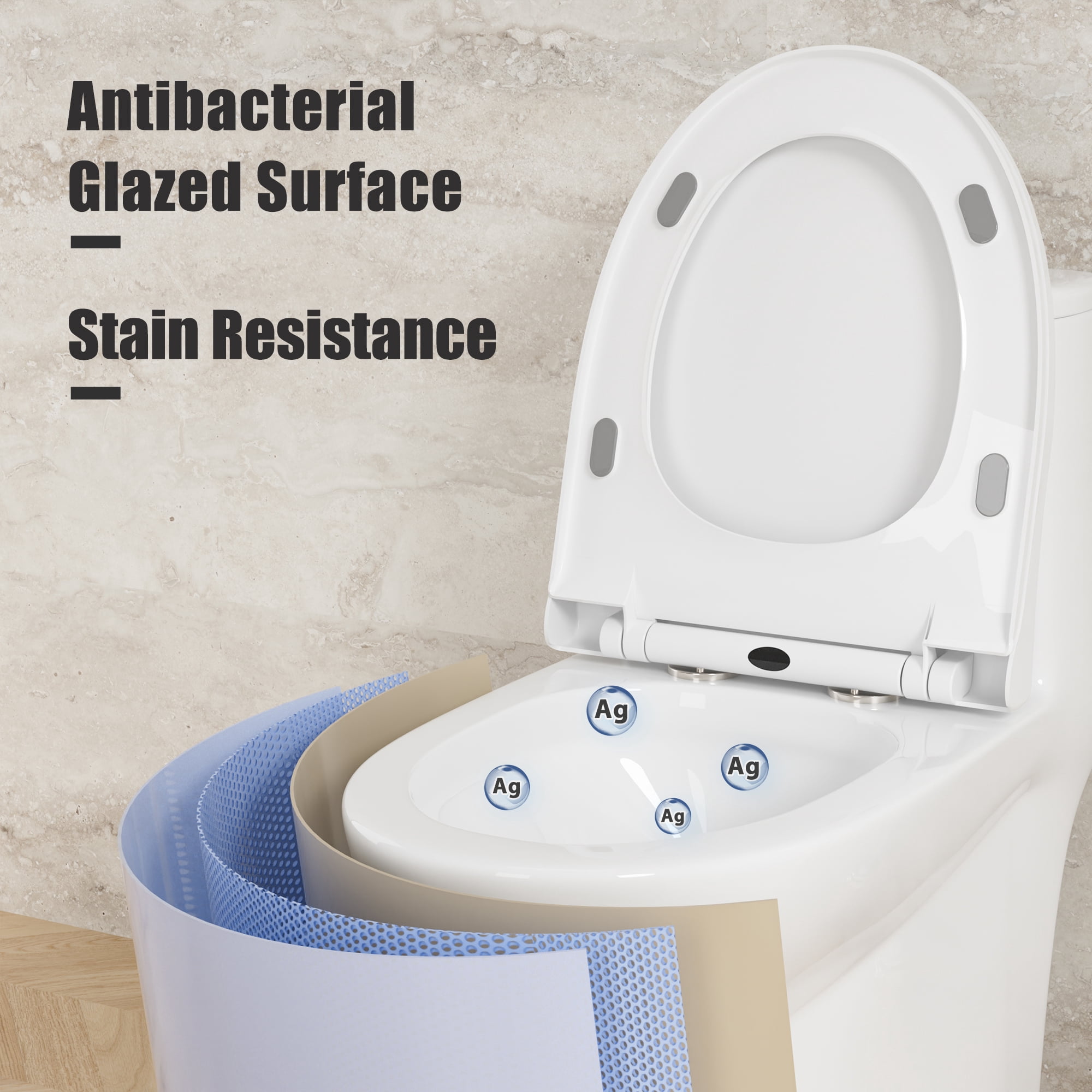 TT001 One-Piece Toilets for Bathrooms 1.6 GPF Dual Flush