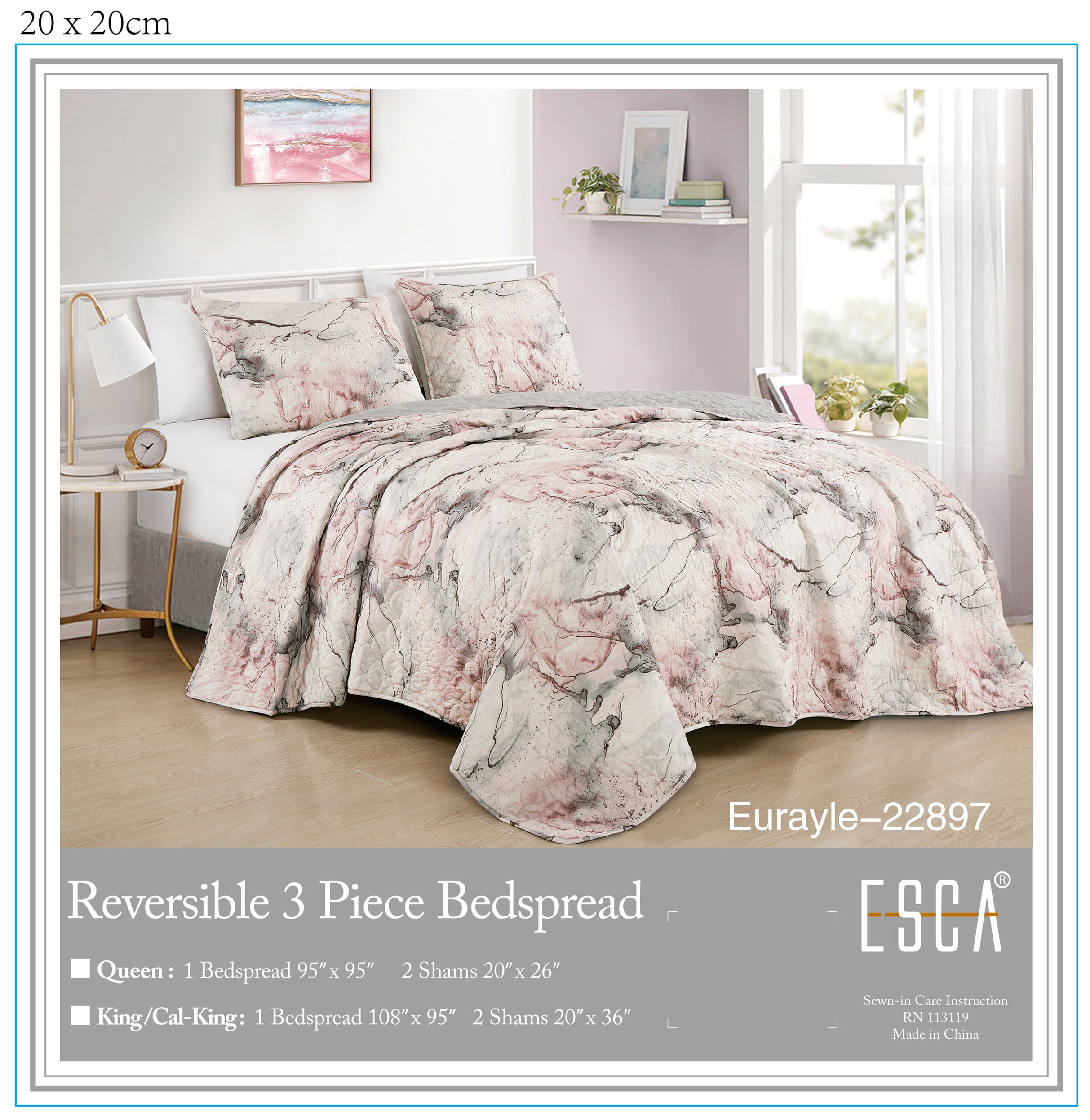 Evjk 3-Piece Decorative Lightweight Bedspread Set – Durable, Microfiber with Bold Print, King
