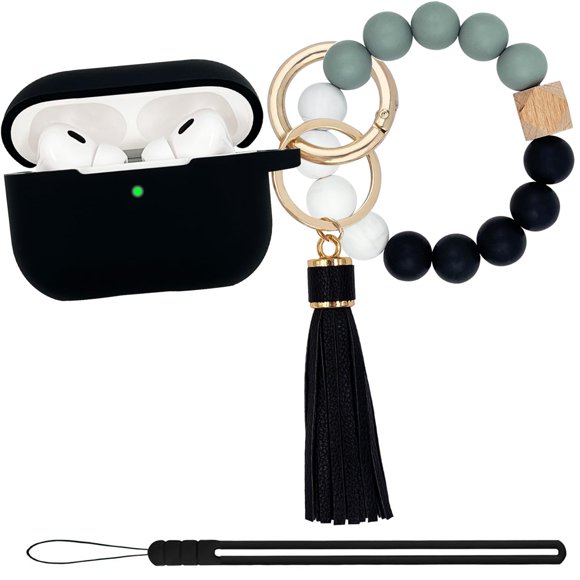 Funda KOUJAON compatible con Apple AirPods Pro 2 silicona suave con llavero pulsera