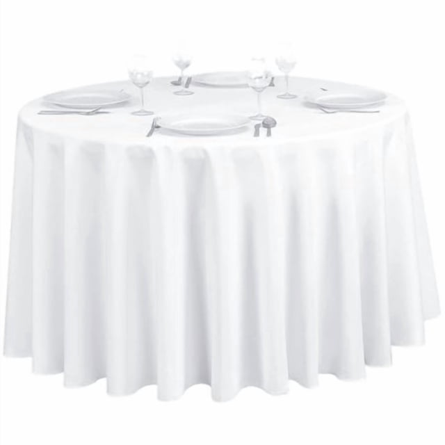 LinenTablecloth 108-Inch Round Polyester Tablecloth White