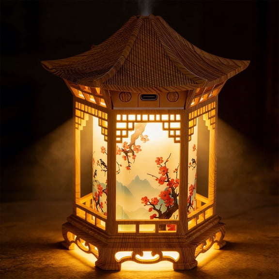 UttpKLBx White Japanese Style Pagoda Aroma Diffuser - 160ml Essential Oil Humidifier for Bedroom Yoga Office
