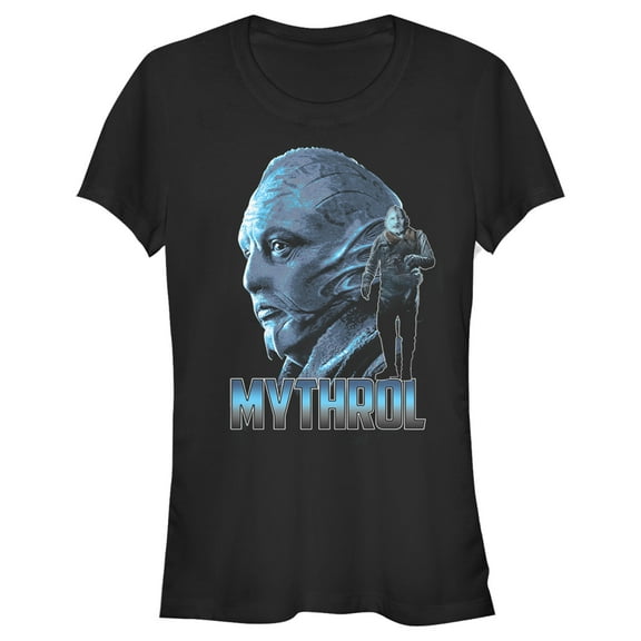 Junior's Star Wars: The Mandalorian Mythrol Portrait Graphic Tee Black X Large