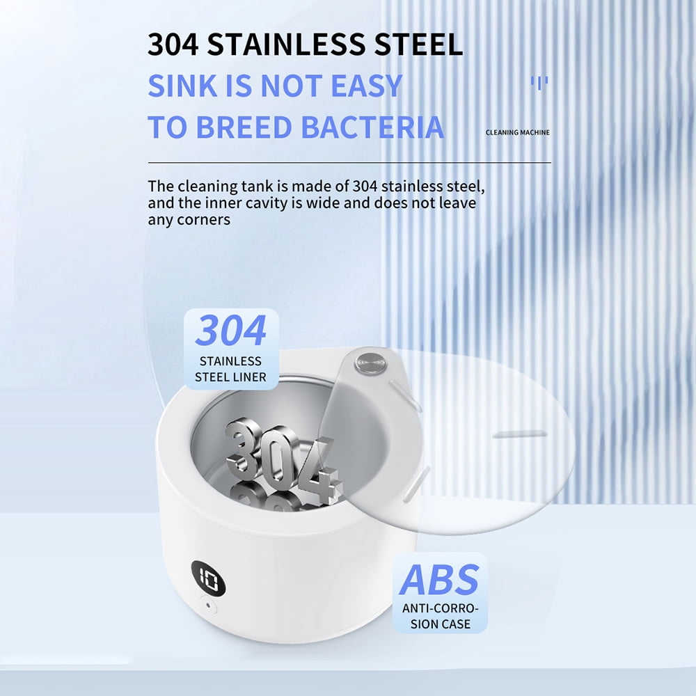 Rainbuvvy SL103-Ultrasonic cleaner Suitable for cleaning (jewelry, braces, dentures, etc.): 150ML capacity: 45000HZ frequency, deep cleaning, timed shutdown, small portable cleaning machine, easy to c