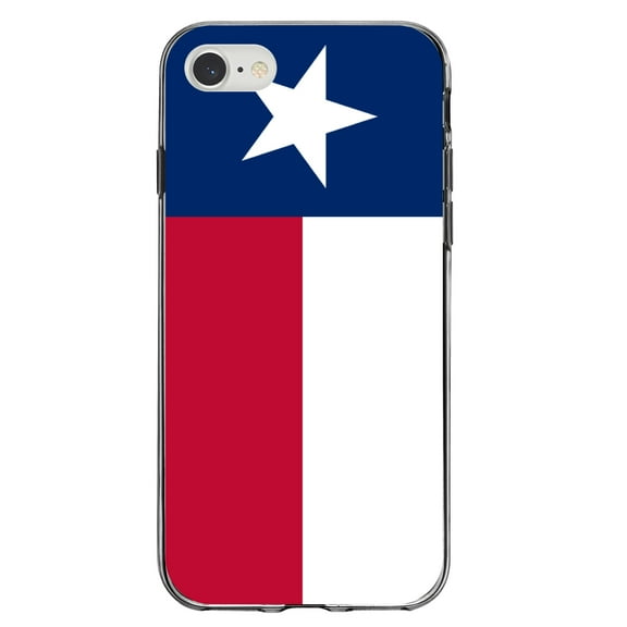 DistinctInk Clear Shockproof Hybrid Case for iPhone 7 8 SE (2020 Model) 4.7" Screen TPU Bumper Acrylic Back Tempered Glass Screen Protector - Texas State Flag - US State Flag