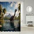 thumbnail image 2 of Dinosaur Bathroom Shower Curtain Sets Jungle Shower Curtain Bathroom Decor, Botanical Tropical Rainforest Fabric Shower Curtain Mysterious Magical Dinosaur Bath Curtain 72"Wx78"L, 2 of 4