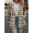 thumbnail image 4 of Abrigo PRETTYGARDEN Mezcla de Lana a Cuadros Shacket Amarillo Talle Grande, 4 of 7