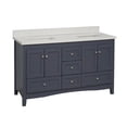 thumbnail image 3 of KBC Abbey 60" Solid Wood Double Bathroom Vanity w/ Quartz Stone in Marine Gray, 3 of 8