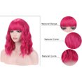 thumbnail image 4 of RightOn Hot Pink Wig for Women Short Curly Wig Hot Pink Wig with Bangs Rose Red Wig Synthetic Wigs with Wig Cap, 4 of 8