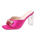 thumbnail image 2 of Leesechin Women's Square Toe Mules Comfortable Slippers High Heel Bow Shaped Sandals Hot Pink on Clearance, 2 of 4