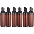 thumbnail image 1 of 6 frascos de viaje de 250 ml con tapa a presión, envase cosmético portátil vacío para champú o loción (frasco marrón y tapa negra)., 1 of 8