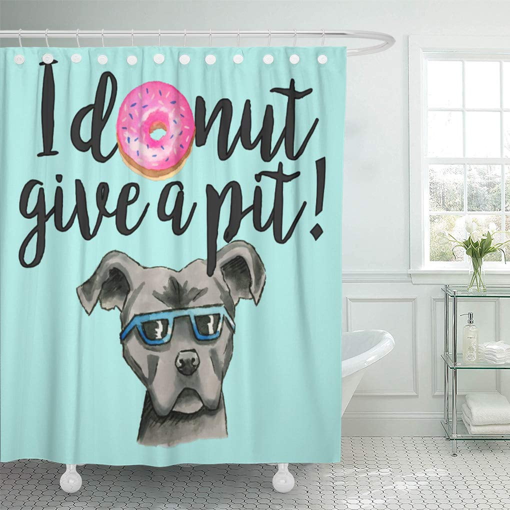 CYNLON Blue Funny I Donut Give Pit Watercolor Pink Pun Bathroom Decor