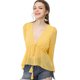 thumbnail image 1 of Top Allegra K de gasa transparente con mangas largas y cuello en V profundo Amarillo L, 1 of 6