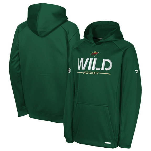 Youth Fanatics Green Minnesota Wild Authentic Pro Rink Raglan Hoodie