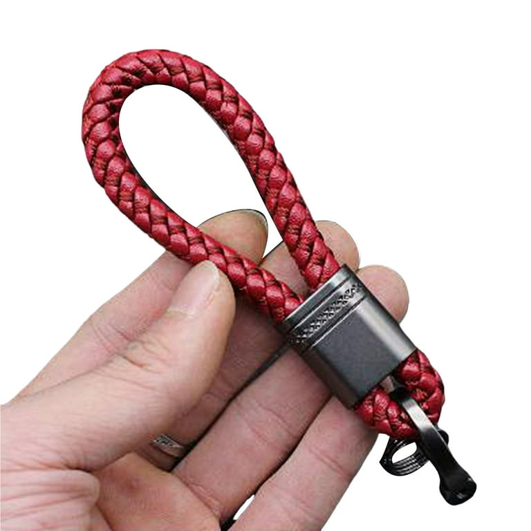 YIMIAO Car Key Chain Hand-woven Faux Leather Braided Rope Snap Hook Alloy  Men Women Waist Key Holder Ring for Daily 