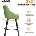 thumbnail image 4 of VINGLI 26" H Swivel Barstools Set of 2, Linen Fabric Upholstered Counter Stool with Back, Kitchen High Chairs Counter Height Bar Stools with Cushion, Solid Wood Legs, Beige, 4 of 14
