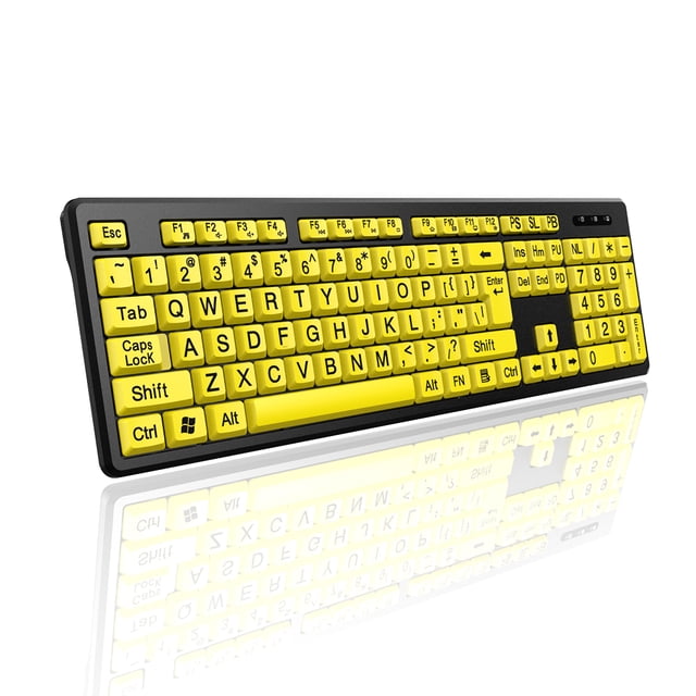 Wired Keyboard - Yellow Large Character Keyboard for Elderly,High Compatibility USB Plug-and-Play Large Key Design,