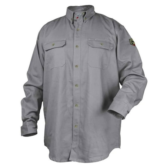 Black Stallion WF2110-GY FR Cotton Work Shirt, NFPA 2112 Arc Rated, Gray