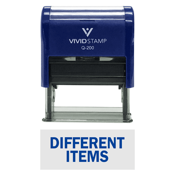 Vivid Stamp DIFFERENT ITEMS Self-Inking Office Rubber Stamp (Blue) - Medium