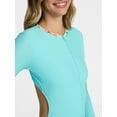 thumbnail image 4 of No Boundaries Bright Palms Cutout One-Piece Swimsuit with Long Sleeves, Women's XXS-XXL, 4 of 5