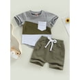 thumbnail image 2 of Bagilaanoe 0-3T Baby Boy Outfit Infant Summer Clothes Short Sleeve Contrast Color T-shirt Tops and Shorts Toddler Casual Short Pants Set 2PCS, 2 of 9