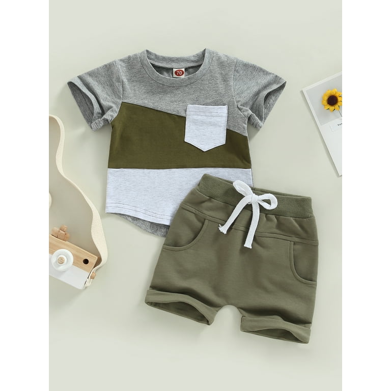 Toddler Baby Boy Clothes Boys Summer Outfits Short Sleeve T Shirt Solid Shorts Set 12 Months 4T Walmart