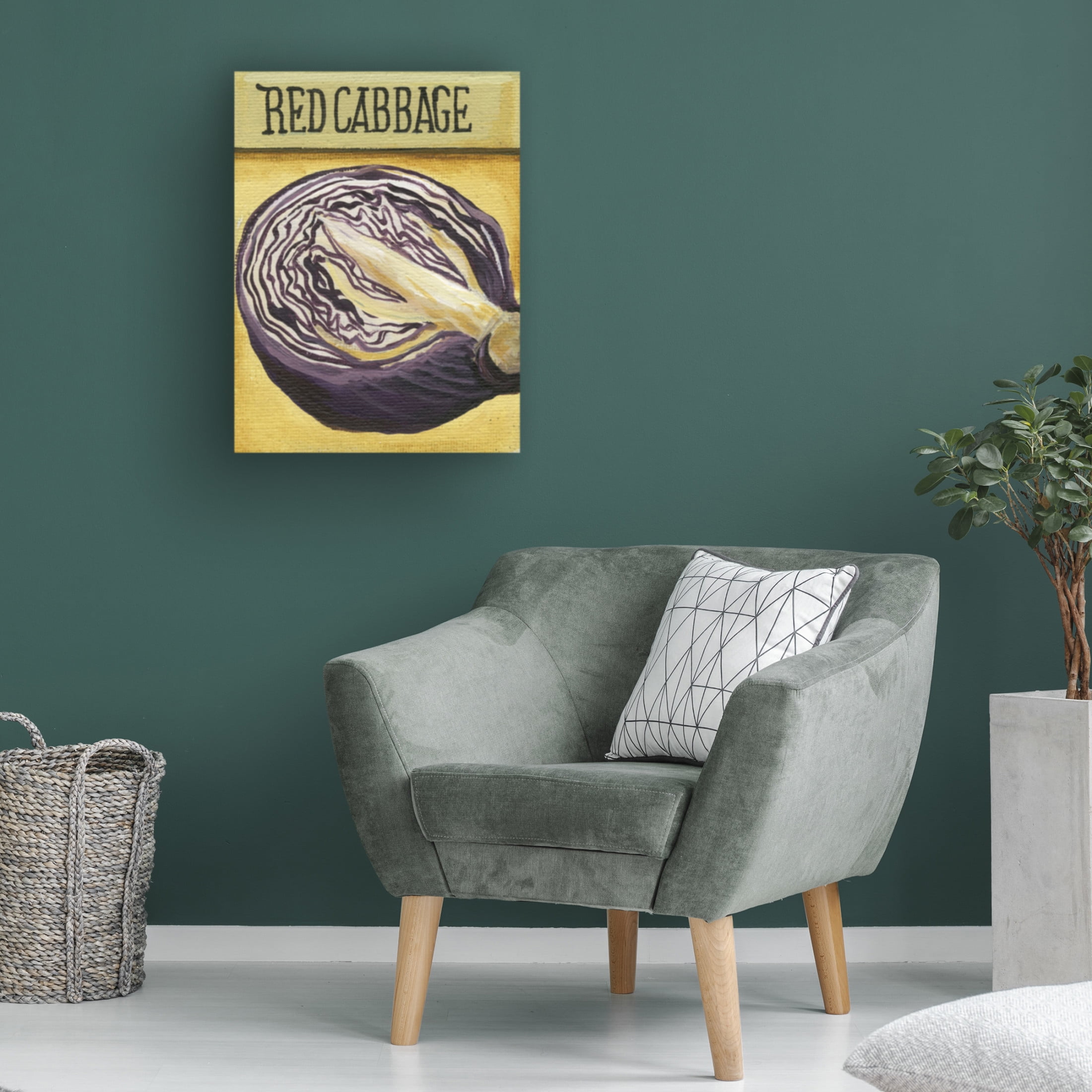Canvas Wall Art - Debbi Wetzel 'Seed Packets 21 - Red Cabbage' Wall Art for Living Room, Bedroom, or Office Décor by Trademark Fine Art - 35 x 47 Inches