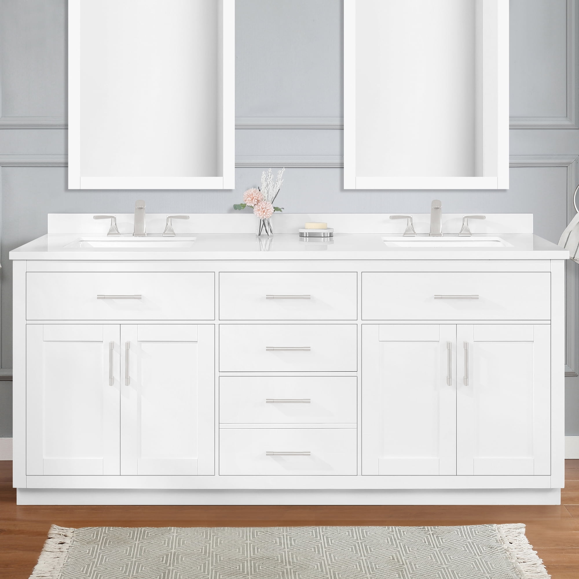 Ove Decors Bailey 72 W x 22" D Freestanding Bathroom Vanity with Double Sink, Pure White