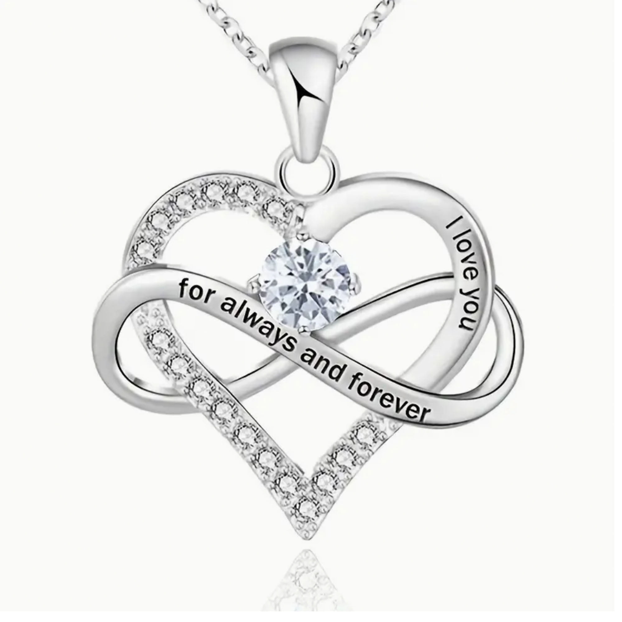 Fruilibee Elegant Moissanite Zirconia April Birthstone Necklace, 0.5 ct, Silver, 17.71 in Chain