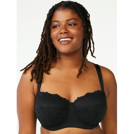 

Joyspun Women s & Women s Plus Size Underwire Balconette Bra Sizes 38DD to 46DDD