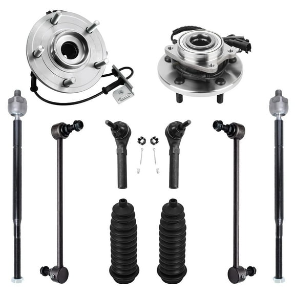 Detroit Axle - Front Wheel Hub Bearings Sway Bars Tie Rod Ends Boots Replacement for 2012-2018 Town & Country Dodge Grand Caravan Ram C/V - 10pc Set