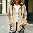 thumbnail image 2 of Kezqiaxn Women Hoodies Fashion Button Down Long Sleeve Loose Track Jacket for Pockets Casual Outerwear Winter Clothes, 2 of 9
