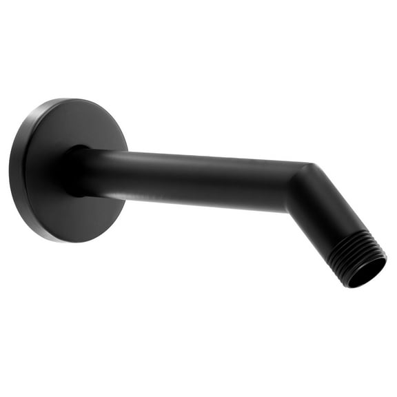 Corla Modern 7" Square Shape Shower Arm With Gasket Flange | Wall Mounted Stainless Steel Top Head Extension Replacement (Matte Black)