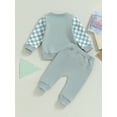 thumbnail image 4 of GXFC Toddler Boys Fall Tracksuit Outfits Clothes 6M 1T 2T 3T Kids Boys Long Sleeve Plaid Pattern Sweatshirt and Elastic Waistband Sweatpants 2 Piece Casual Autumn Clothing for Children Boys, 4 of 8