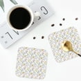 thumbnail image 4 of Lsque Floral Pattern 4" Drink Coasters Set of 4, PVC Leather Absorbent Coasters, Table Coaster Set Decorative Coffee Cup Coasters Housewarming Gift -Square, 4 of 6