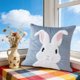 thumbnail image 4 of Uuiauoio Easter Pillow Covers Bunny Throw Pillow Covers 18 x 18 Inch Easter Decoration Rabbit Cushion Case for Bedroom Sofa Couch Easter Holiday Festivals Home Decor, 4 of 6