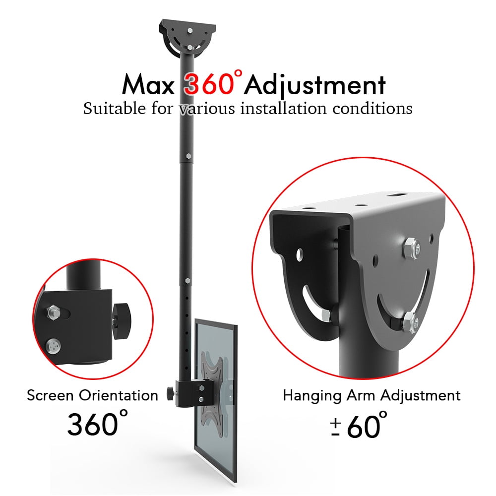Ceiling Mount TV Wall Bracket Roof Rack Pole Retractable For 32"-55" Flat Screen