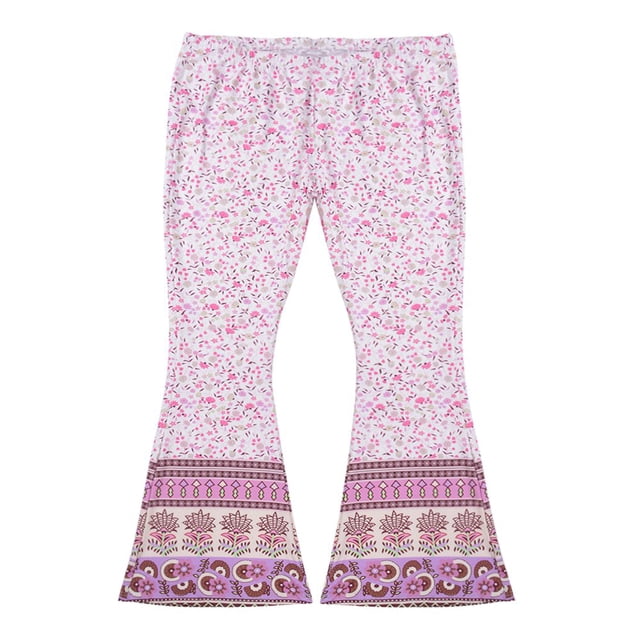 Women Boho Printed Flared Trousers Hippie High Waist Printed Wide Leg Long Flared Bell Bottom Pants