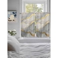 thumbnail image 4 of Tier Curtains 45 Inches Long, Marble Grey Window Treatment Curtain Drapes, Modern Gold Luxury Neutral Texture Small Curtain Drapes for Bathroom Laundry Room, 27.5"x45", 2 Panels, 4 of 7