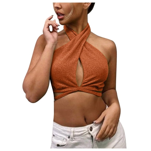 Clearance Sale 2025 Intimates Sexy Vendaje Halter Crop Top Mangas Backless Club Party Shirt Chi Wrap Tops Clearance Deals Overstock Items Clearance