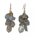 thumbnail image 2 of K-KED Natural Labradorite Cultured White Rice Pearl Dangle Hook Earrings, 2 of 7