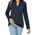 thumbnail image 3 of LilyLLL Womens Lace Stitching Long Sleeve V Neck T Shirt Casual Plain Blouse Tops, 3 of 4
