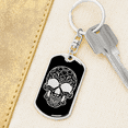 thumbnail image 6 of Calavera Mexican Sugar Skull 9 Stainless Steel or 18k Gold Premium Swivel Dog Tag Keychain, 6 of 16